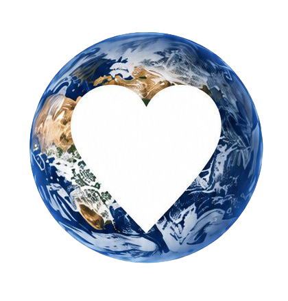 Earth shaped like a heart — symbol of global health and community care